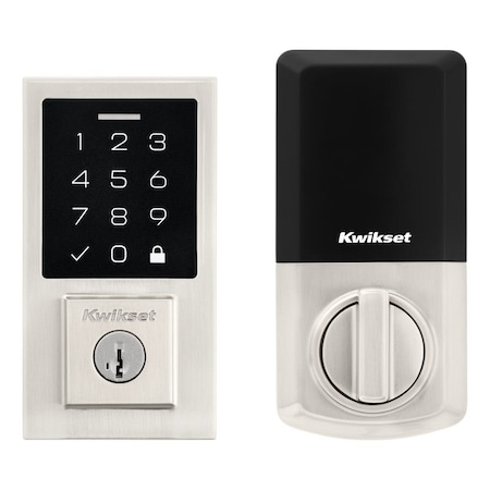 Kwikset Contemporary SmartCode Touchpad Electronic Deadbolt SmartKey Satin Nickel Finish 9270CNT-15S